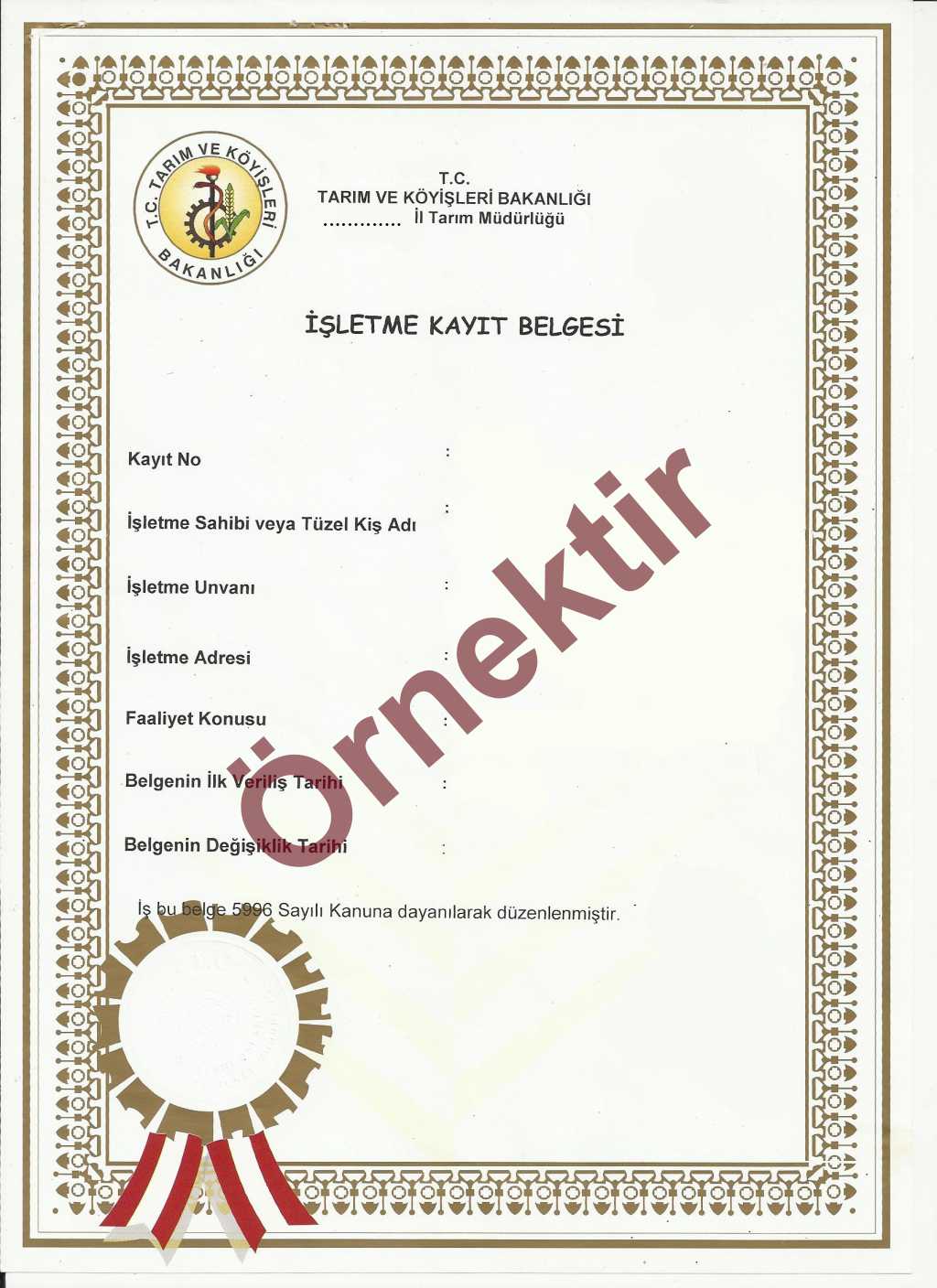 İşletme Kayıt Belgesi